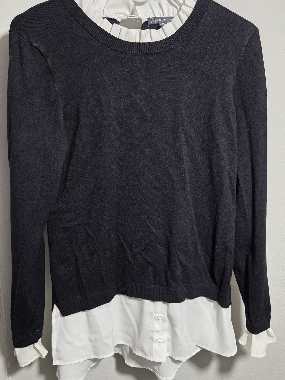 Adrianna Papell Black Layered-Look Sweater